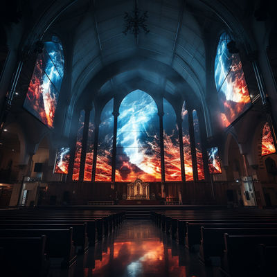 Écrans LED à l'intérieur de l'église avec gamme de couleurs de 16,7M