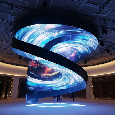 Une symphonie de lumière et de design, écran LED courbé moderne pour événement intérieur